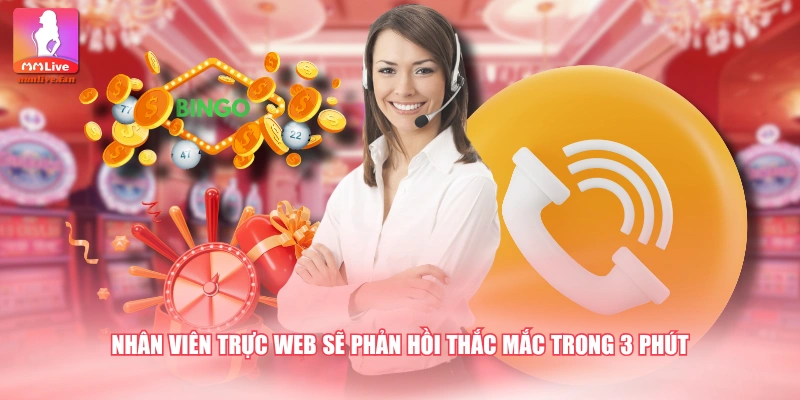 Nhân viên trực web sẽ phản hồi thắc mắc trong 3 phút